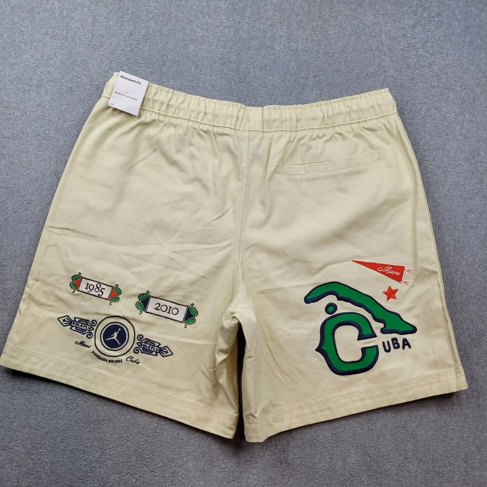Jordan x SoleFly Diamond Shorts Mens XL Cream Embroidered FQ3806-203